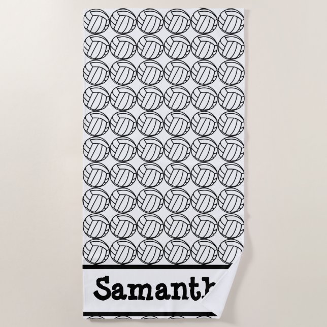 Toalla De Playa Voleibol negro personalizado (Anverso)