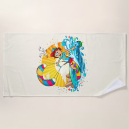 Toalla De Playa Vrolijke kite surfing illustratie. 