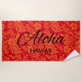Toalla De Playa Waikiki Hibiscus Hawai Aloha Floral Red