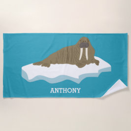 Toalla De Playa Walrus en un Ilustracion Iceberg personalizado