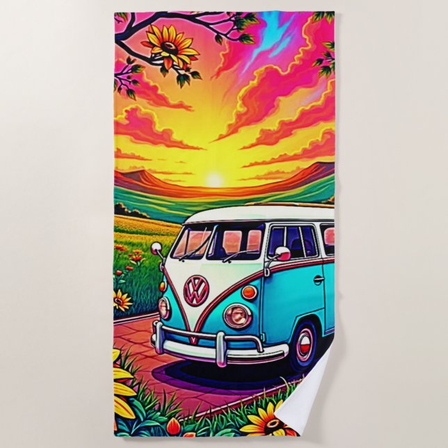 Toalla De Playa Wanderlust Van Sunset Art (Anverso)