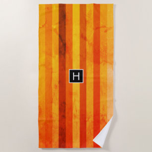 Toalla De Playa Warm Weathered Naranja Tiras Rojas Monograma