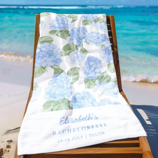 Toalla De Playa Watercolor Hydrangea Bachelorette (Subido por el creador)
