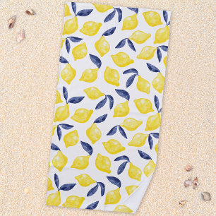 Toalla De Playa Watercolor Lemon Citrus Mediterráneo