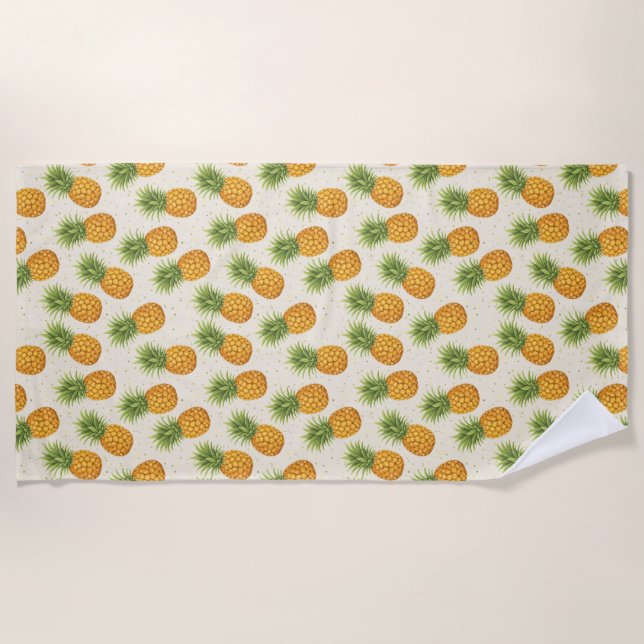 Toalla De Playa Watercolor Pineapples (Anverso)