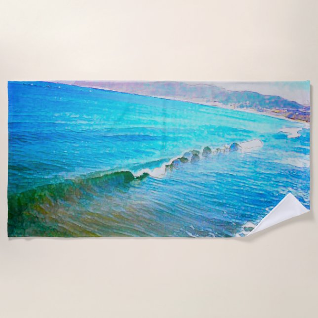 Toalla De Playa Watercolor Waves (Anverso)