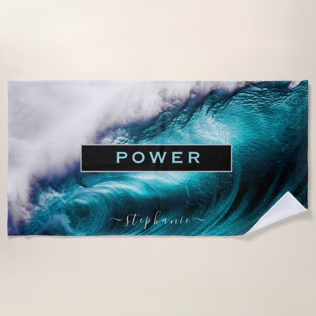 Toalla De Playa Wave oceánica Inspiradora de energía (Anverso)