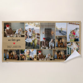Toalla De Playa We Love You Custom Family Photo Collage 