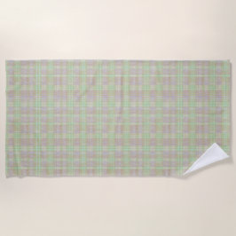 Toalla De Playa Weathered Neutral Sage Plaid