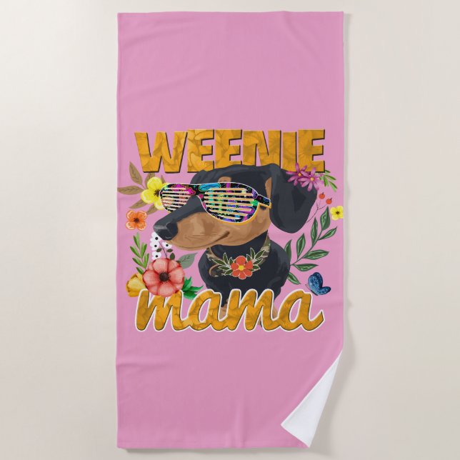 TOALLA DE PLAYA WEENIE MAMA DACHSHUND BEACH TOWEL (Anverso)