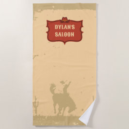 Toalla De Playa Western Cowboy Monograma Rústico Nombre Saloon