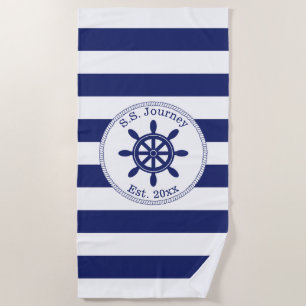 Toalla De Playa Wheel Monogrammed Boat Name de capitán náutico