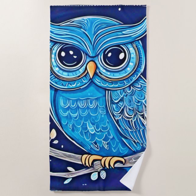 Toalla De Playa Whimsical Chalk Owl (Anverso)