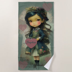 Toalla De Playa Whimsical Kawaii Fairy Tale Chica