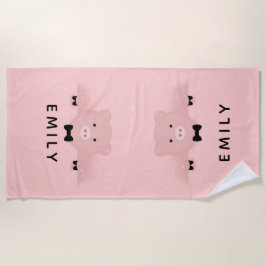 Toalla De Playa Whimsical Pink Pig Cute y Dashing