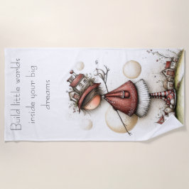 Toalla De Playa Whimsical Quote and Girl