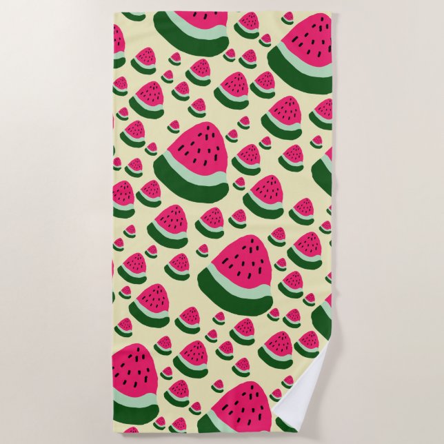 Toalla De Playa Whimsical Watermelons Cute Summer Fruit Pattern  (Anverso)