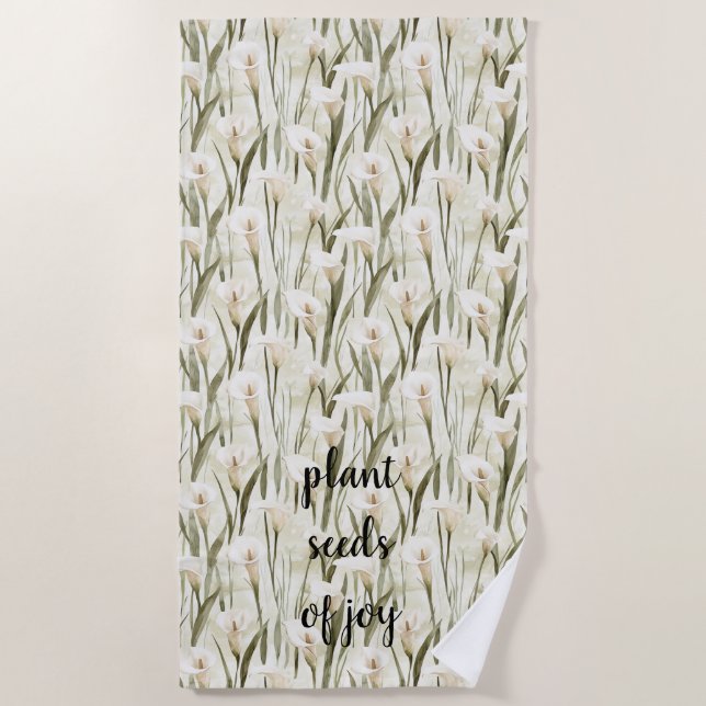 Toalla De Playa White Calla Lily Floral Joy (Anverso)