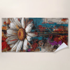 Toalla De Playa White Daisy Urban Collage Flower Art