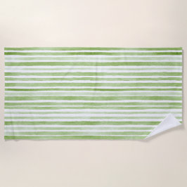 Toalla De Playa White Green Stripes