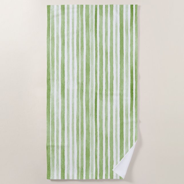 Toalla De Playa White Green Stripes (Anverso)