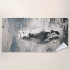 Toalla De Playa White Horse Running Through Water