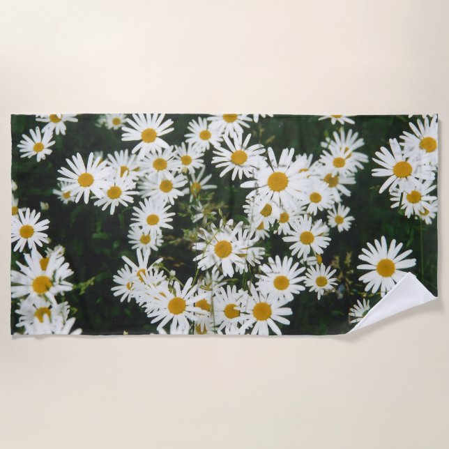 Toalla De Playa White Oxeye Daisy, Moon Daisy Meadow (Anverso)