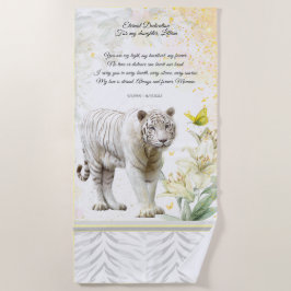 Toalla De Playa White Tiger and Lilies Devotion Towel