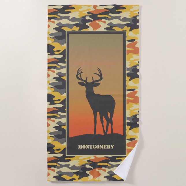 Toalla De Playa Whitetail Deer y Camo (Anverso)