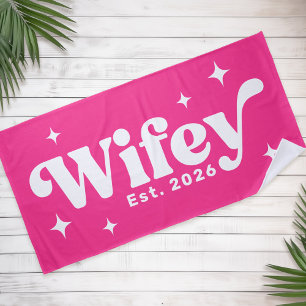 Toalla De Playa Wifey Est año o nombre retro fuente de cualquier c