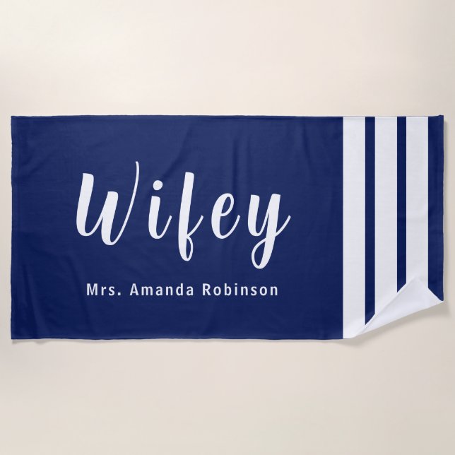 Toalla de playa Wifey Grande Personalizada (Anverso)
