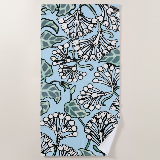 Toalla De Playa William Morris Jasmine y deja el patrón (Anverso)