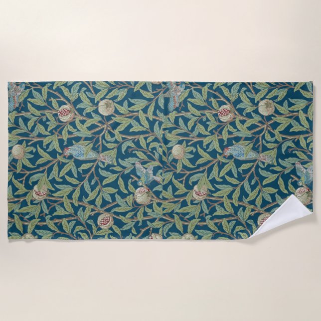 Toalla De Playa William Morris "Pájaro y Granada"  (Anverso)