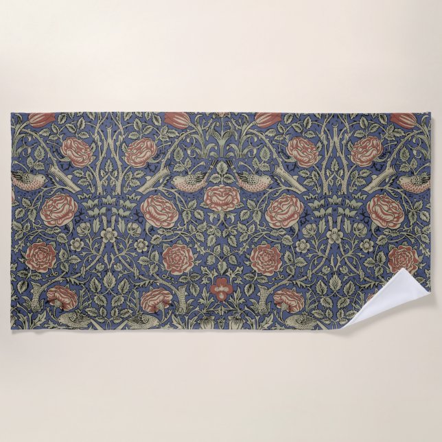 Toalla De Playa William Morris Tudor Rosa Wallpaper (Anverso)