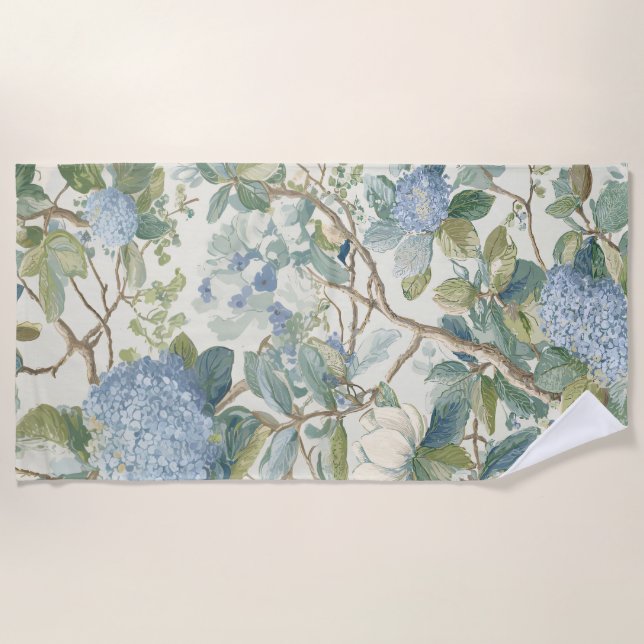 Toalla De Playa Willow Little Magnolia Wallpaper Floral Coastal  (Anverso)