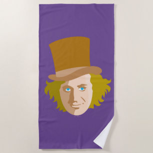 Toalla De Playa Willy Wonka Stenciled Face