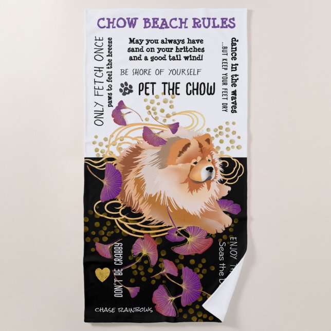 toalla de playa WINDSONG CHOW BEACH RULES (Anverso)