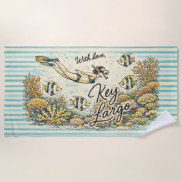 Toalla De Playa With Love Key Largo Vintage Snorkel Beach Towel