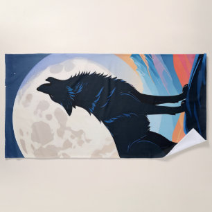 Toalla De Playa Wolf Howling At The Moon