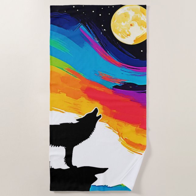Toalla De Playa Wolf Moon Howl Art (Anverso)