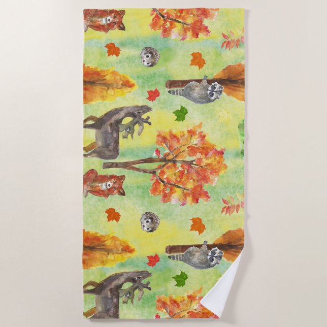 Toalla De Playa Woodland Watercolor (Anverso)