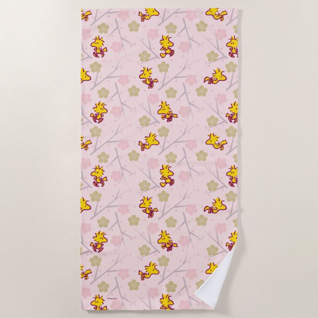 Toalla De Playa Woodstock Pink Cherry Blossom Pattern (Anverso)