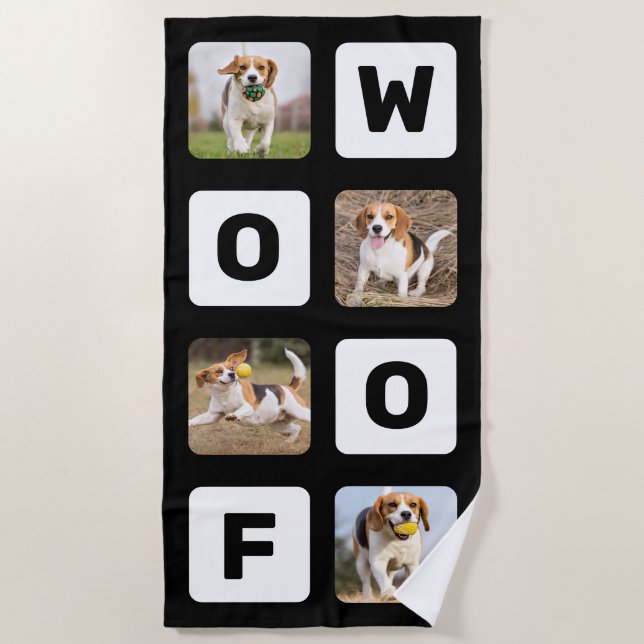 Toalla De Playa Woof Personalized Collage de fotos Pet Lover Dog (Anverso)