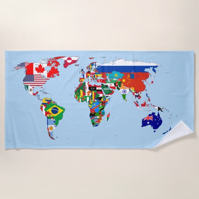 Toalla De Playa World Map of Flags Beach Towel (Anverso)