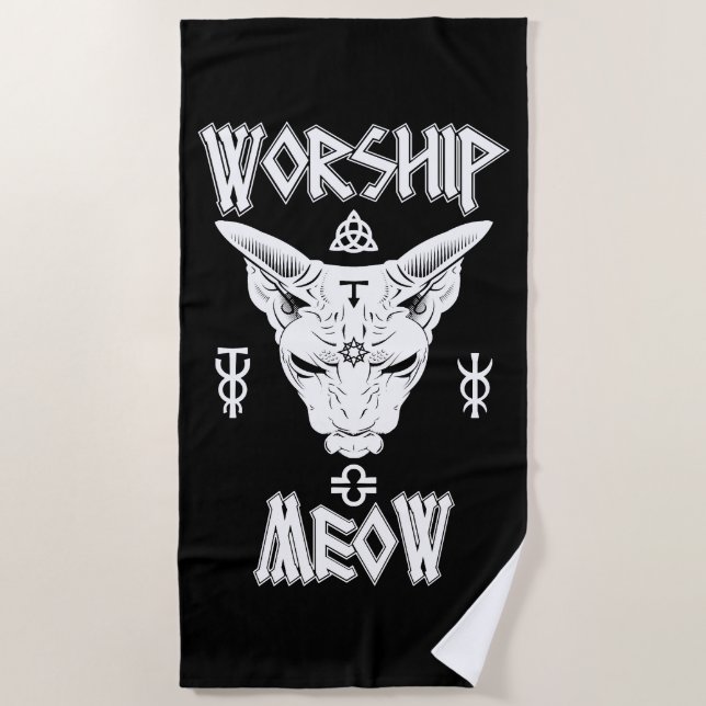 Toalla De Playa Worship Meow (Anverso)