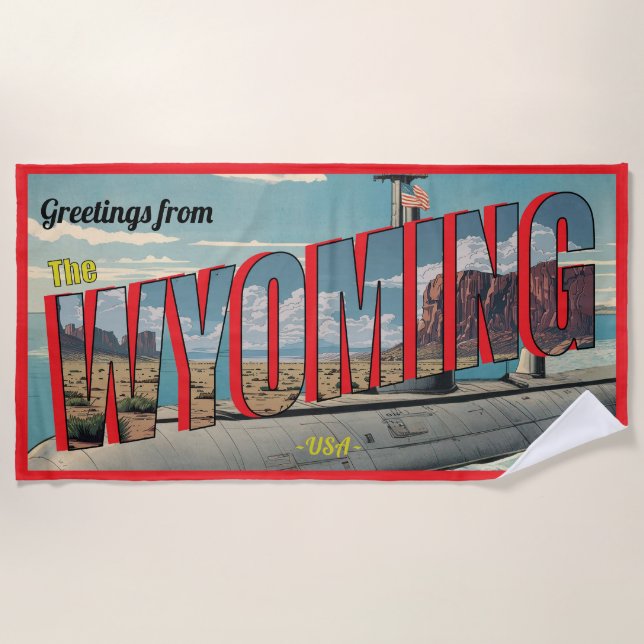 Toalla De Playa Wyoming Submarino Para USA Retro (Anverso)