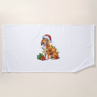 Toalla De Playa Xmas Iluminando Santa Hat Scottish Deerhound Dog C
