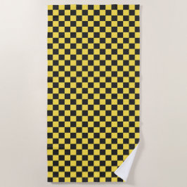 Toalla De Playa Yellow and black checkerboard pattern