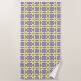 Toalla De Playa Yellow and purple geometric floral patterned