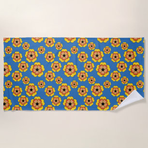 Toalla De Playa Yellow Orange Flowers Pattern